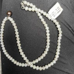 All Real Pearl Necklace 925 length 9”
